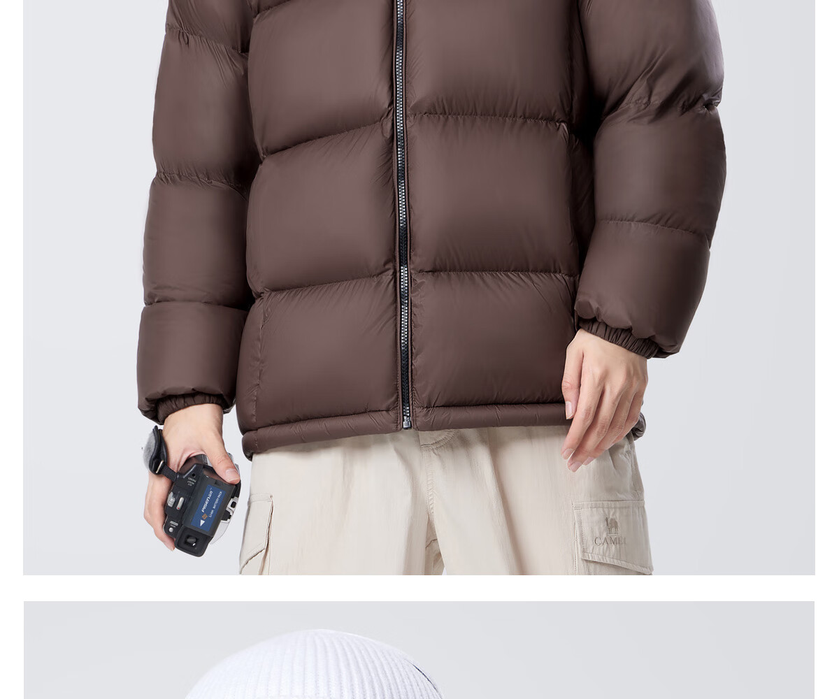 Camel Men's Down Jacket Thickened Winter Hooded Anti-Static Warm Couple Puffer Coat M33CR07131B 9