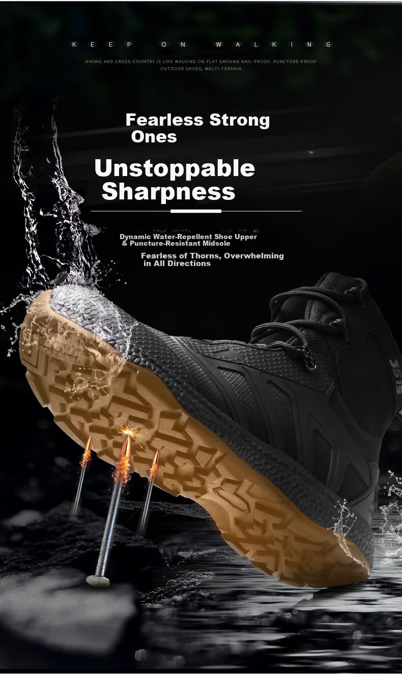 Qiangren Anti-Puncture Men's Boots, 3515 Breathable Shock-Absorbing Sneakers, Water-Resistant Outdoor Training Boots, JDS79XL Mesh, Size 44 1