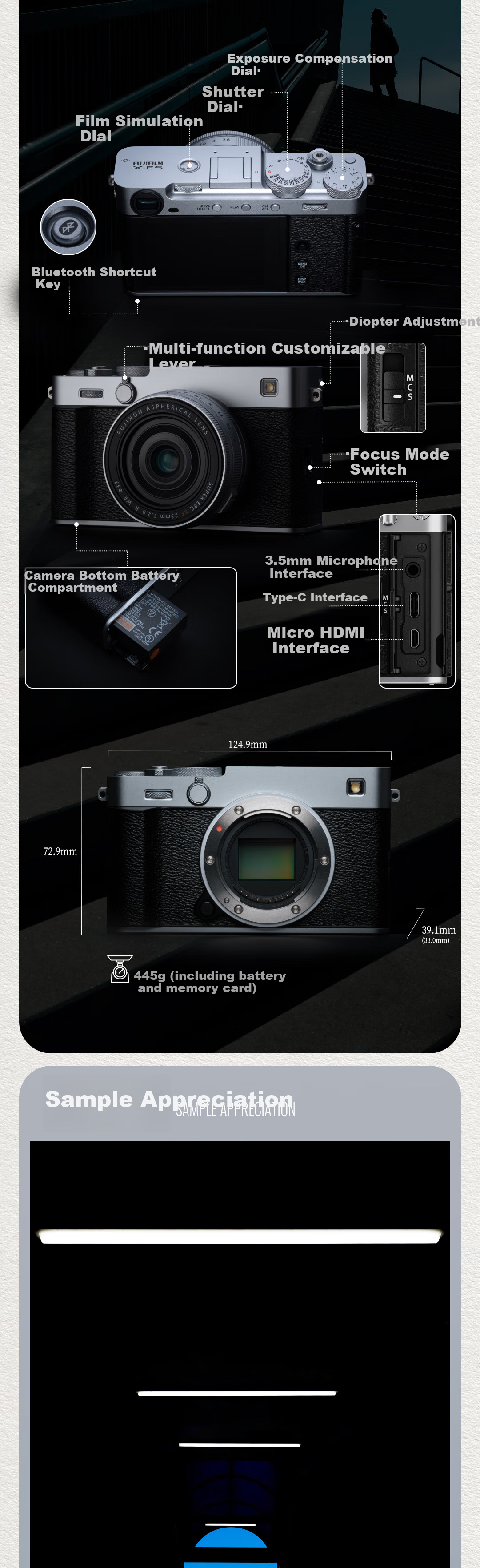 FUJIFILM X-E5/XE5 Mirrorless Camera Body Only, 40.2 Megapixels, 7-Stop Five-Axis Image Stabilization, Film Simulation Dial, 6K30p Video Recording, Black 5