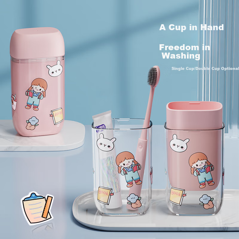 Etravel Portable Toiletry Cup Storage Cup Mouthwash Cup, Cute Travel Cup for Business Trips, Gray