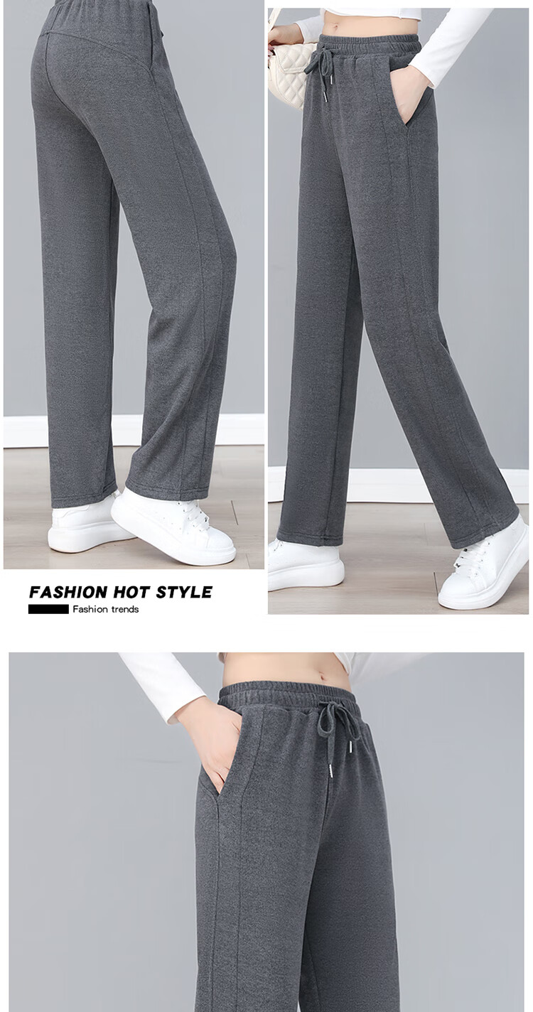 Woodpecker Women's Sticky Rice Pants Spring Autumn Winter New Straight High Waist Slim Loose Casual Sports Pants Black XL 9
