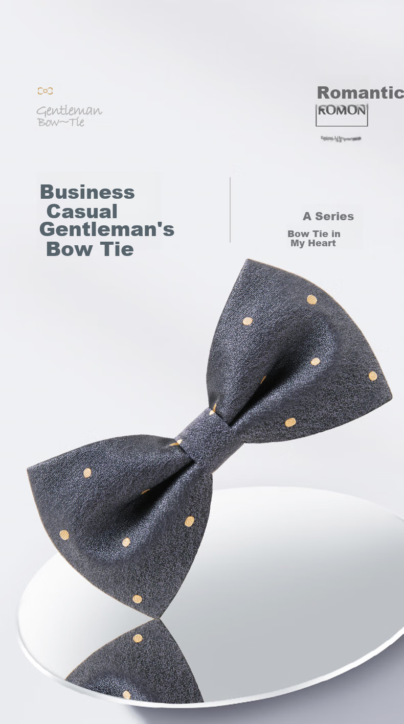 Luomeng Men's Formal Bow Tie, Wedding Groom Attire, British-Style Butterfly Knot, Navy Blue, Gift Box Packaging 1