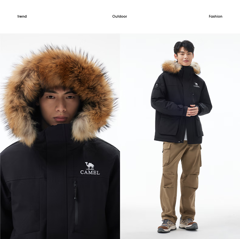 CAMEL Outdoor Down Jacket Unisex 035 Water-Repellent Thickened Warm Parka Coat 34