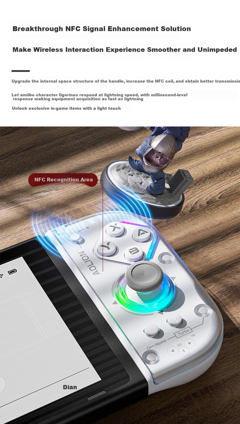 Aolion J20Pro Knight Switch Controller JoyCon Split Controller HD Vibration NS2 Wireless Bluetooth Macro Programming Pokémon ZA Mario Party NFC Left and Right Game Controller 4