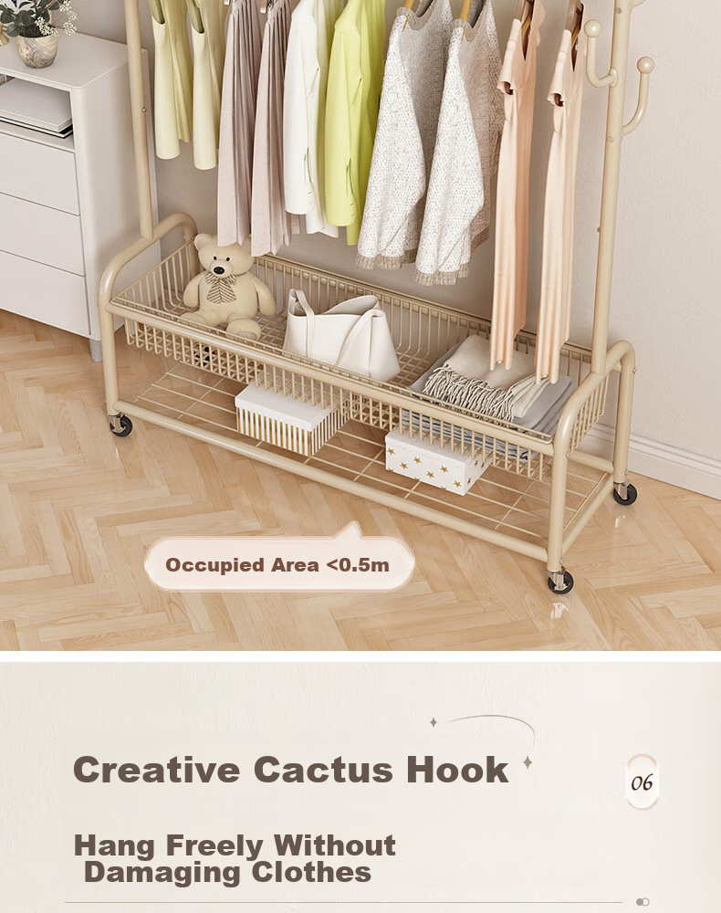 Shunyou Coat Rack, Floor-Standing Clothes And Hat Stand, Bedroom And Living Room Movable Drying And Storage Rack, 120CM, SY-309 7