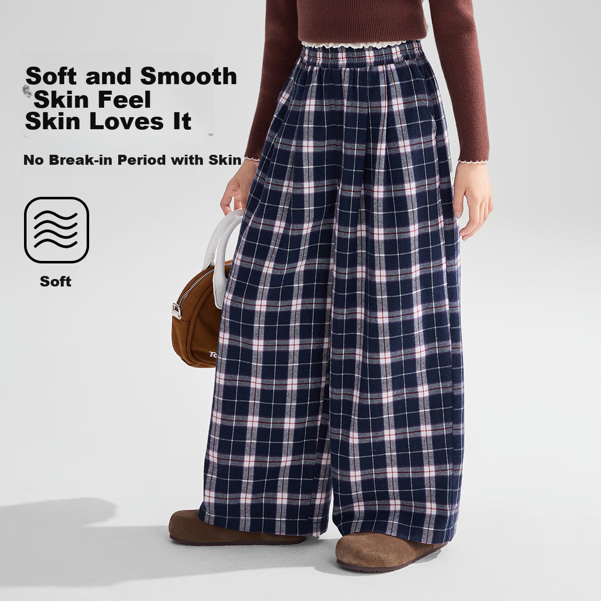 ASK JUNIOR Children's Pants, 2025 Autumn British Retro Style Straight-Leg Pants, Color-Block Plaid Trousers for Older Children, Girls' Pants 2