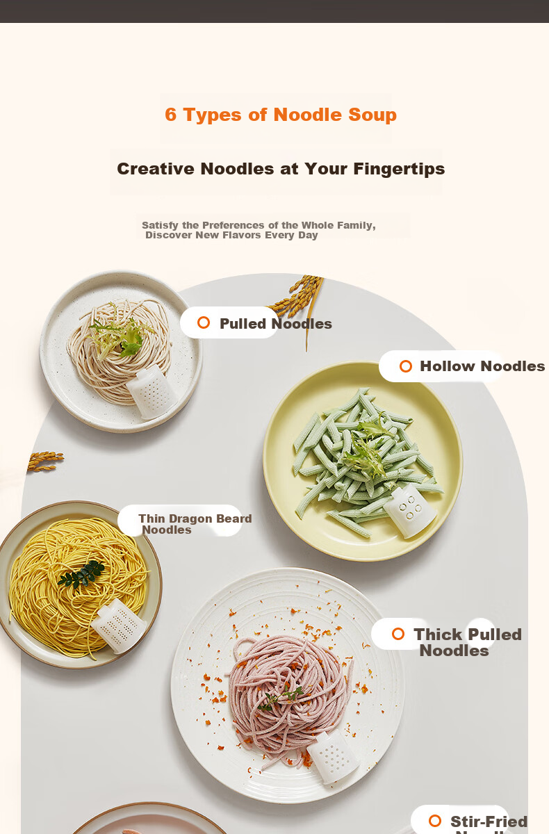 Joyoung Noodle Maker, Home Smart Fully Automatic Noodle Machine, Quick Noodle Output, 6 Sets of Molds, Easy-To Electric Pasta Maker, JYN-W3 9