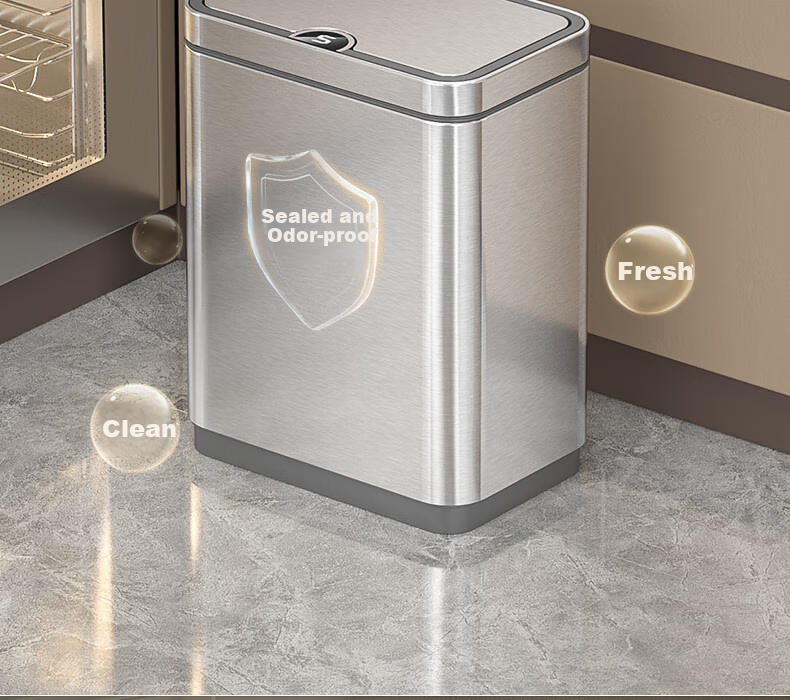 BOBO Kitchen Trash Can, 8L, Milk White Wall-Mounted Stainless Steel, with Lid, Household Cabinet Door Hanging Storage, Large Size, 8802 10