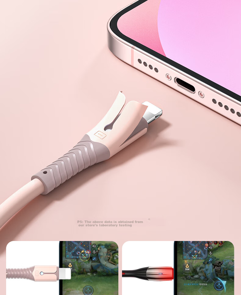 Nengshi Three-In Charging Cable, Fast Charging Compatible with Apple IPhone14/Typec And Android Devices, Three-Headed Cable for Xiaomi/Huawei, 66W, 0.6 Meters, Pink 11