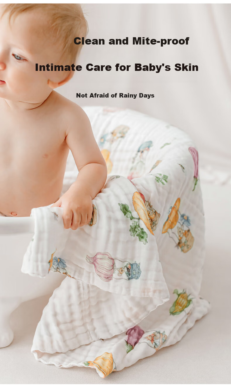 EMXEE Baby Gauze Bath Towel, Class A Pure Cotton Children's Bath Towel, Newborn Bath Towel, Bubble Island, 105*105cm 11