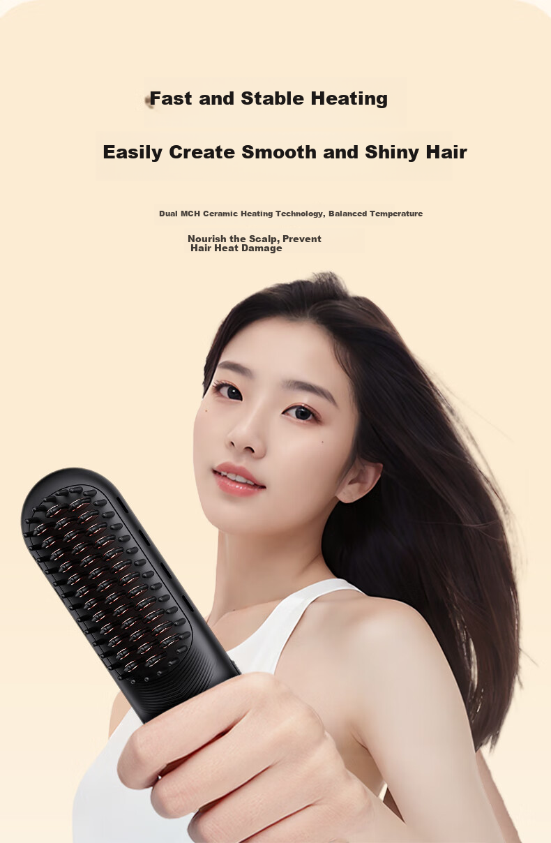 UBelle [Mid-Autumn Festival Gift] Wireless Straightening Brush, 200 Million Negative Ions Hair Care, Portable Dual-Use Straightener And Comb, Smooth High Crown, Birthday Gift for Girlfriend 8