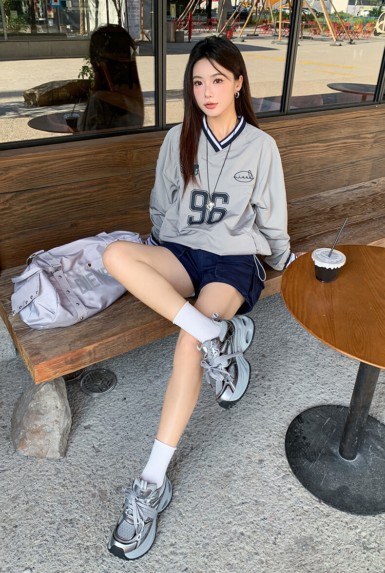 CAMEL Silver Dad Sneakers Women Breathable Mesh Height Increasing Thick Sole Sports Casual Shoes L25A283140 Gun/Black 40 2