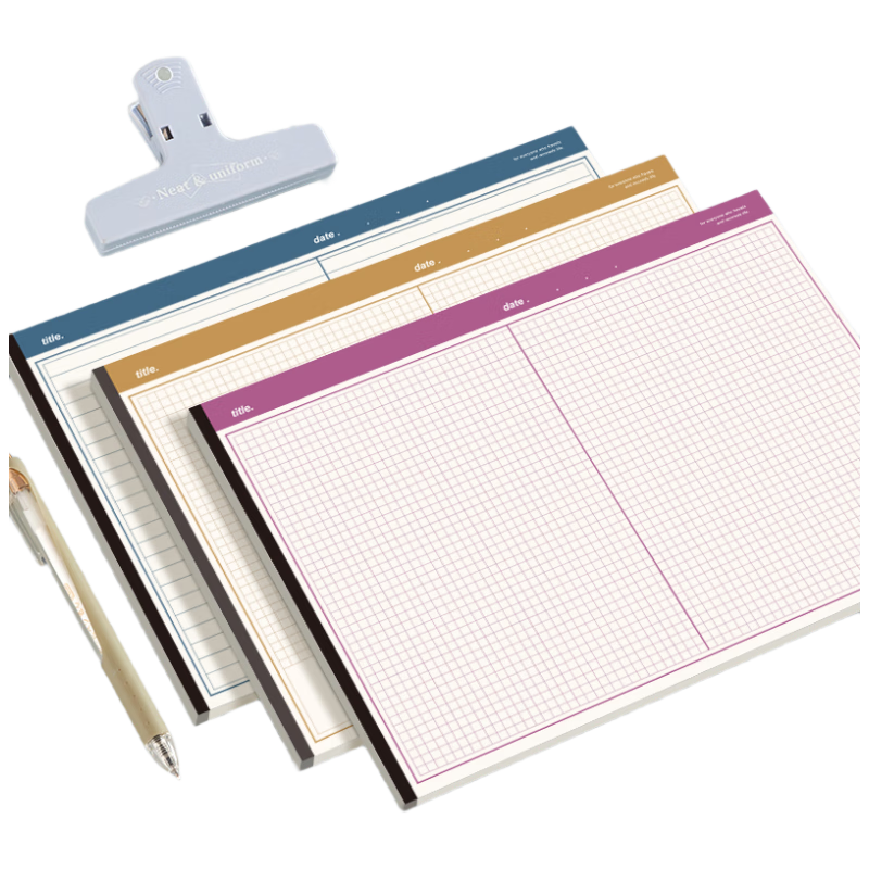 Youth Companion Paper Notebook Student Exam Study Grid Paper Memo Pad Student Calculation High-Quality Draft Notebook Yellow - Grid Style 10-Pack 200 Sheets