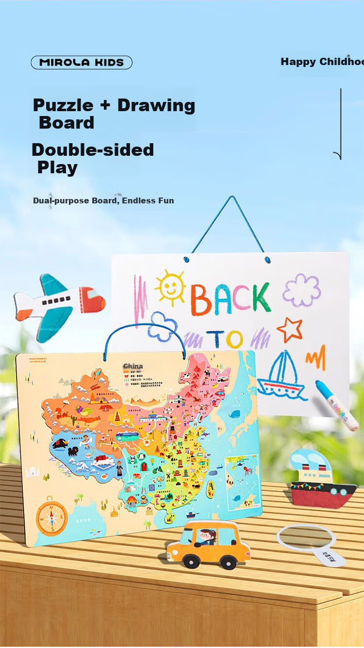 Meiletongnian Chinese Map Puzzle, Children's Magnetic Educational Toy, Elementary School Geography, Learning Gift for Boys And Girls, Ultra-Light 4