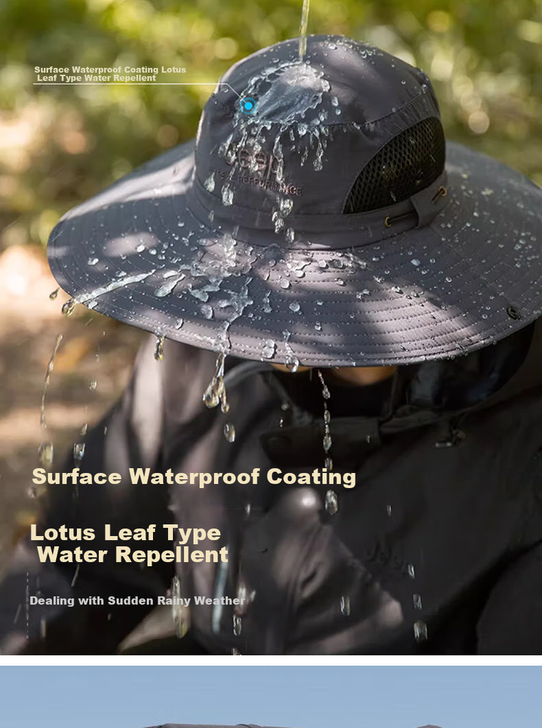 Ousen Outdoor Sun Hat with Wide Brim for Men And Women, Summer UV Protection Fishing Hiking Cycling Hat with Face Mask 4