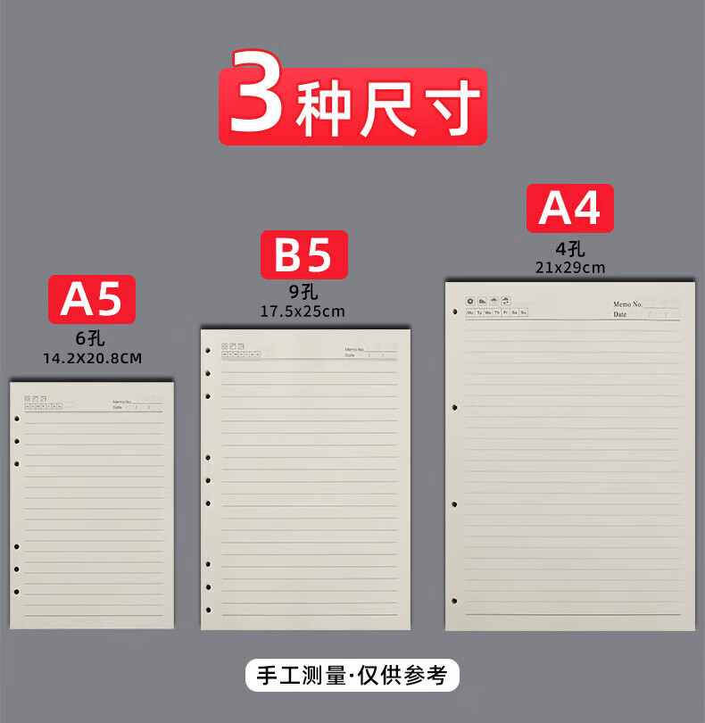 Xutong A5 Lined Loose-Leaf Refill Paper, 80 Sheets 160 Pages, 6-Hole Thickened 100g Replacement Notebook Inserts for Meeting Notes 1