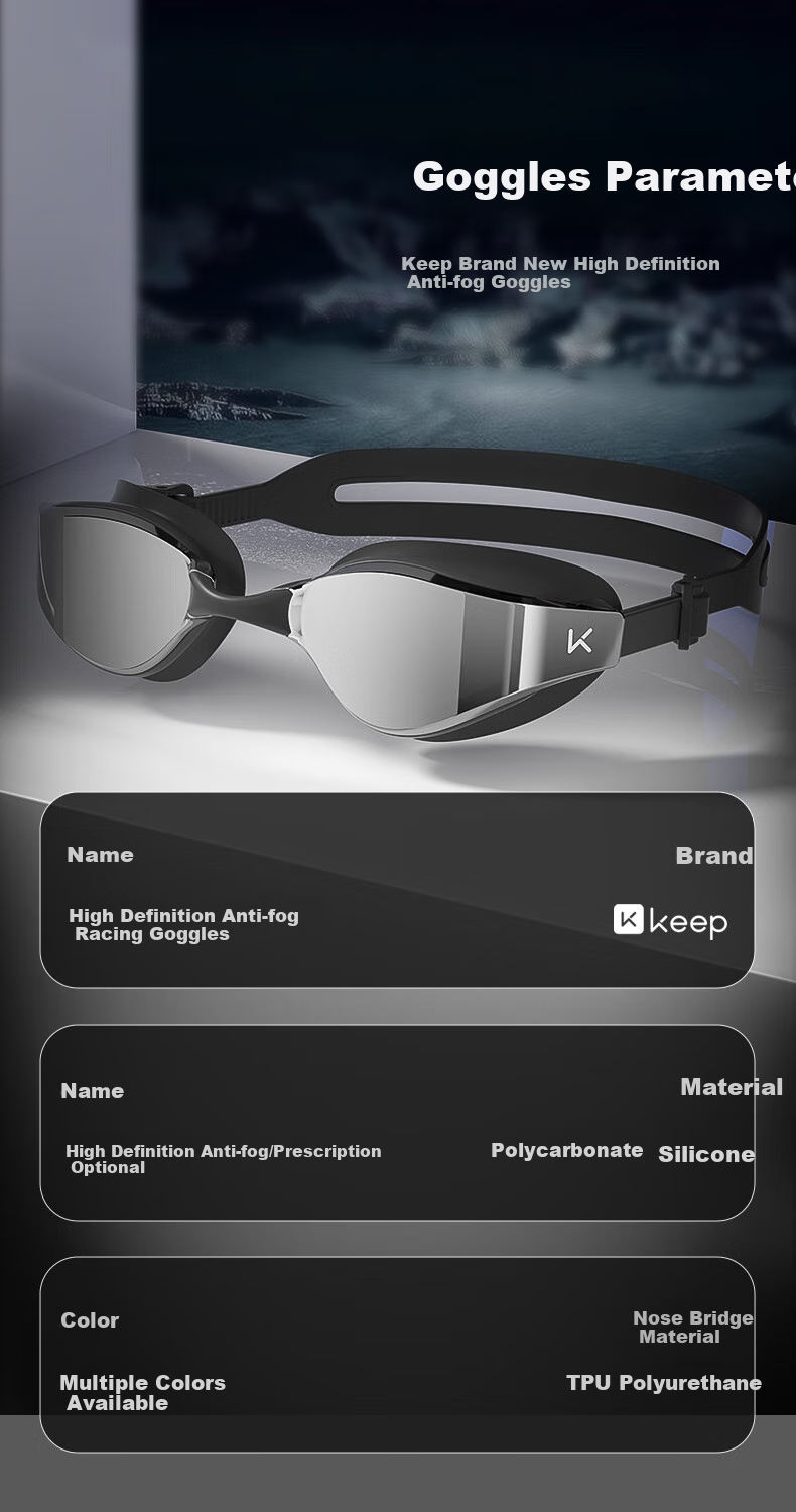 Keep Swimming Goggles HD Anti-Fog Waterproof Unisex Racing Prescription Coated Professional Gear Flowing Purple Coated 10