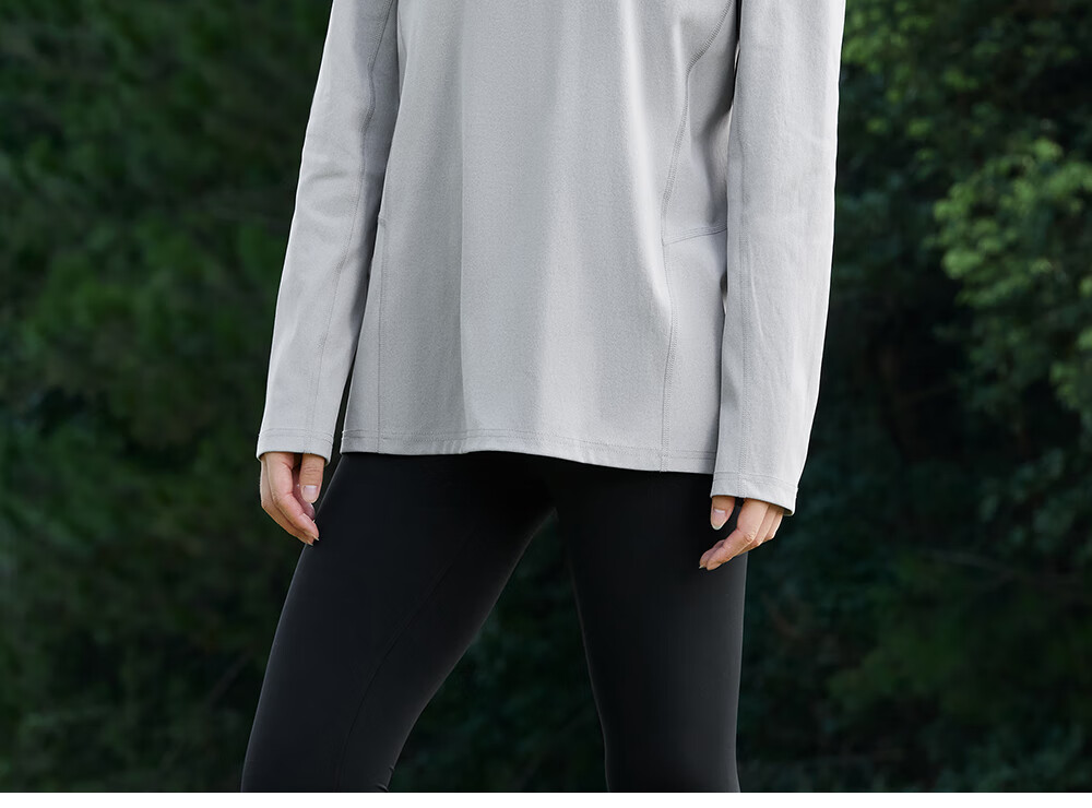 HERDE PEOPLE Muxuangzhe Autumn Half-Open Collar Long Sleeve T-Shirt Unisex Couple 10A Antibacterial Sports Moisture-Wicking Knitwear Moonlight Gray XL 11
