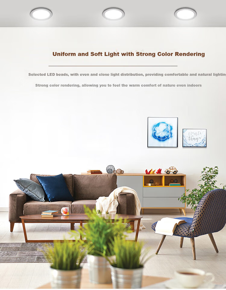 FSL Foshan Lighting LED Downlight, Ceiling Light, Hallway Recessed Spotlight, 6W 3-Inch Aluminum, Tri-Color White with Silver Edge 3