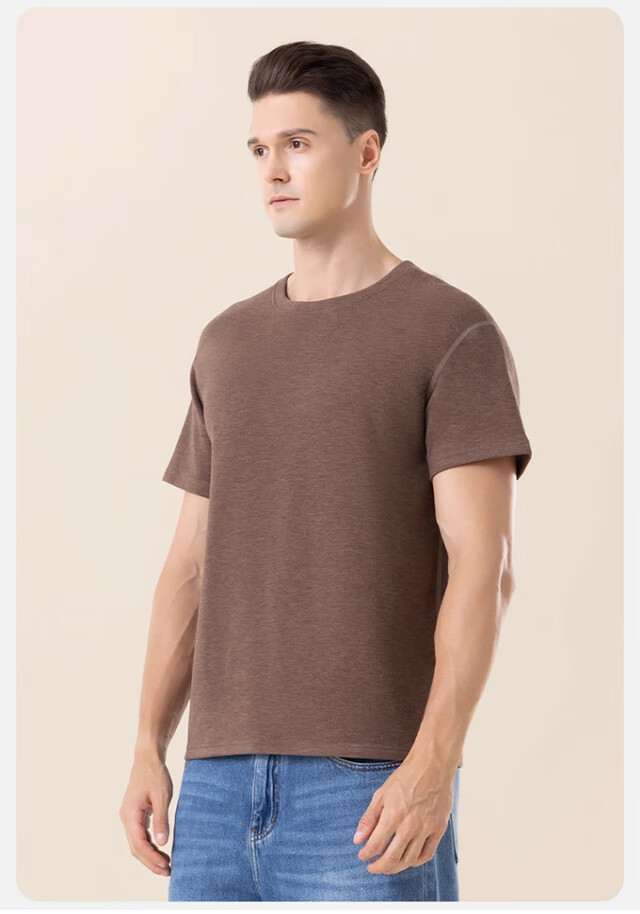 XUEXIMAN Men's Thermal Underwear Autumn Winter Wool Silk Tencel Short Sleeve T-Shirt Warm Base Layer Top 22
