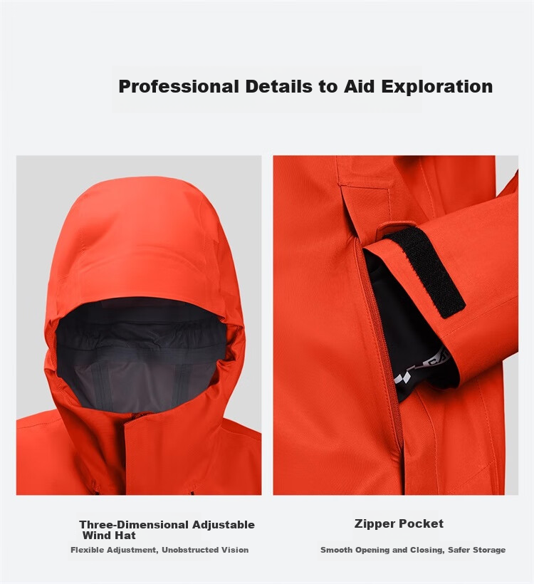 CAMEL Single-Layer Hardshell Jacket, Outdoor Professional Sealed Full-Weather Rainproof Camping Mountaineering Coat, Model 31864 22