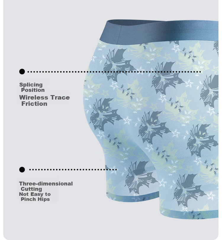 Jianjiang Men's Underwear, Ice Silk Boxer Briefs, 7A Antibacterial Seamless Trendy Printed Trunks, Breathable Mesh Sexy, 3 Pairs 12