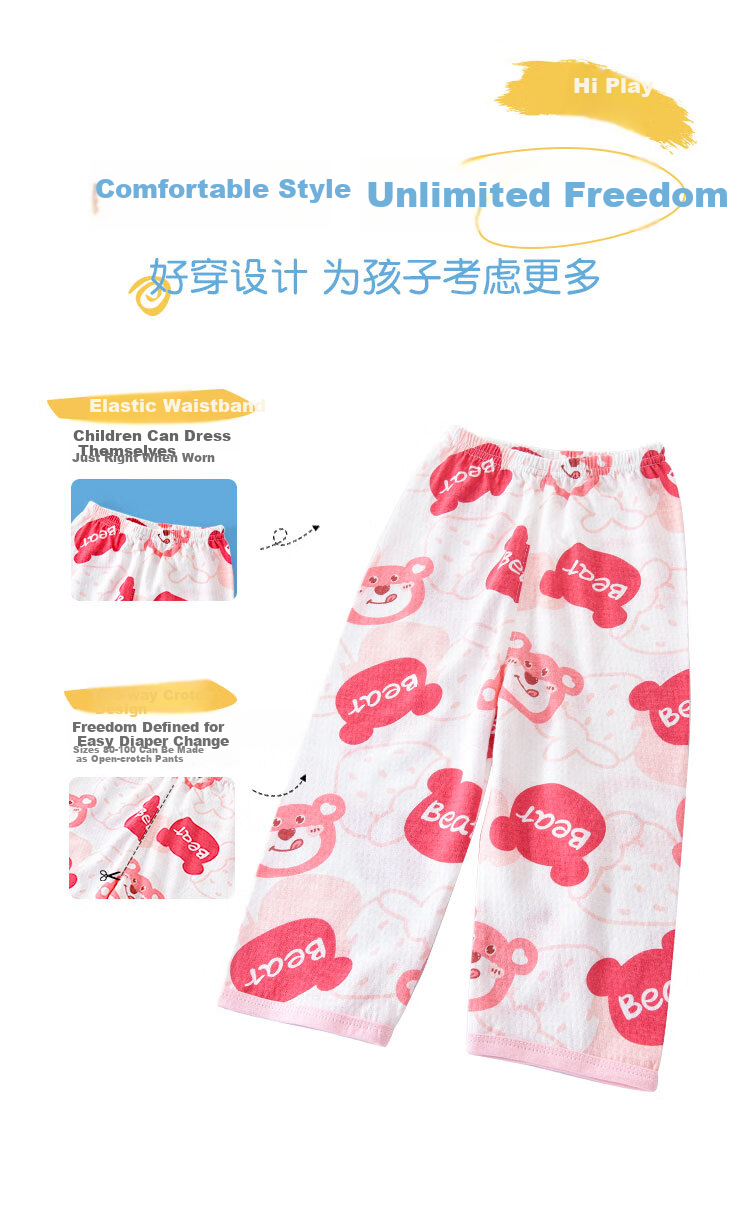DEESHA [100% Cotton] Children's Pajamas, Girls' Spring And Summer Thin Pure Cotton Loungewear, Long-Sleeve Air Conditioning Suit Set 3