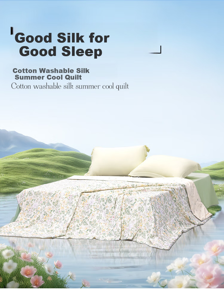 Taihu Snow 100% Silk Summer Quilt Cotton Washable Air Conditioning Quilt Class A Antibacterial Mite-Resistant Thin Summer Blanket 150*210cm 1