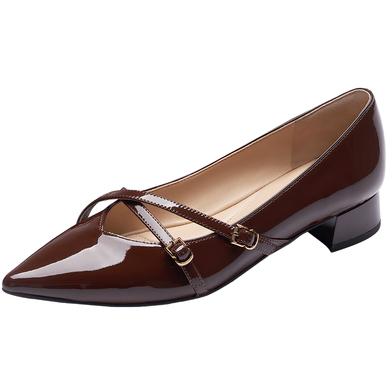 Le Saunda 2026 Spring Summer New Chunky Heel Pointed Toe Fashion Commuter Genuine Leather Women's Pumps 6T31312 Hazelnut Brown BRP 37