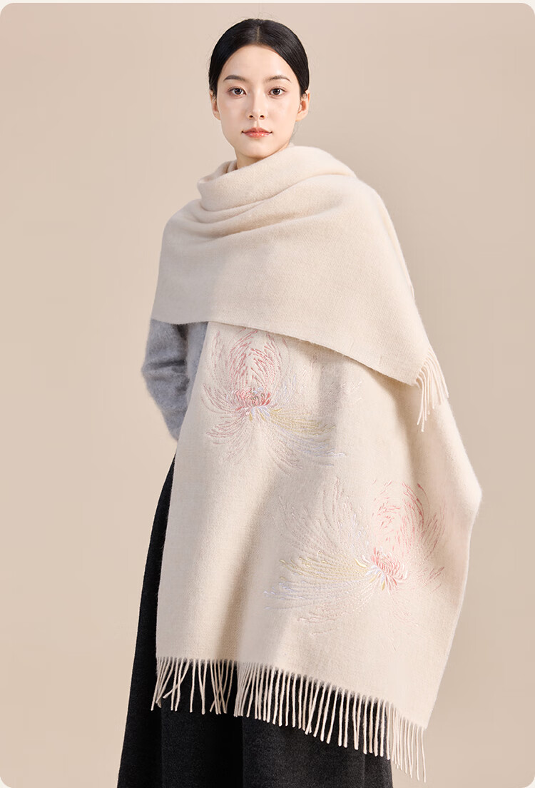 JIUMU Pure Wool Scarf for Women, Autumn And Winter Warm Outer Wrap Shawl, Gift for Mom And Elders, Christmas Birthday Present, Gift Box Packaging 13