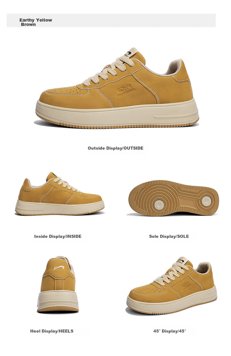 Guirenniao Men's Sneakers, Low-Top Sports Shoes, Soft-Soled Versatile Casual Shoes, Classic White Sneakers, Olive Brown, Size 43 21