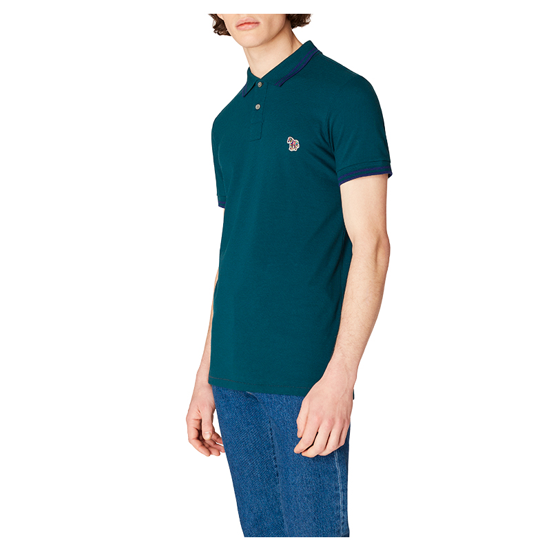 ps paul smith 保罗史密斯 19春夏男士蓝色修身斑马马球衫 m2r-534lz