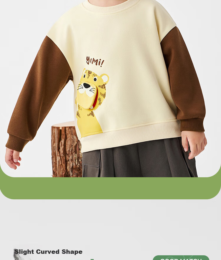 Badibadi Spring And Autumn Infant And Toddler Boys' Sweatshirt, Round Neck American-Style Jacket, Casual Fashion Trendy Versatile, Greedy Tiger, Size 140 7