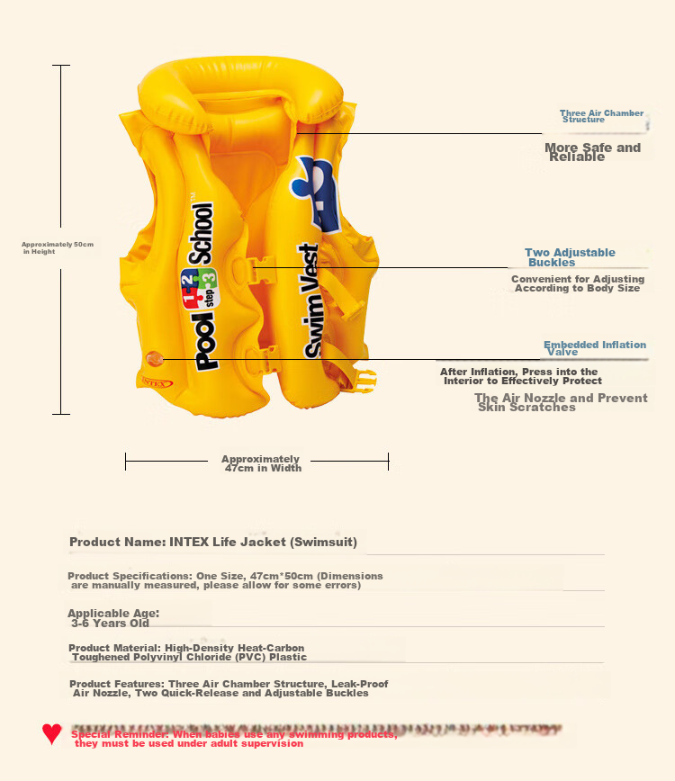 INTEX Children's Toy Life Jacket, Buoyancy Vest, Baby Swimming Equipment, Arm Swimming Vest 58660 6