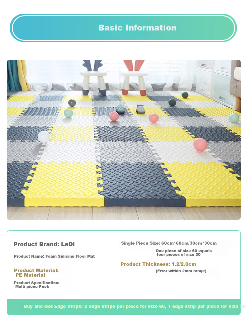 Ledi Children's Interlocking Crawling Mat, 6 Pieces, 60*60CM Foam Floor Mat, Thickened Tatami for Home Use 10