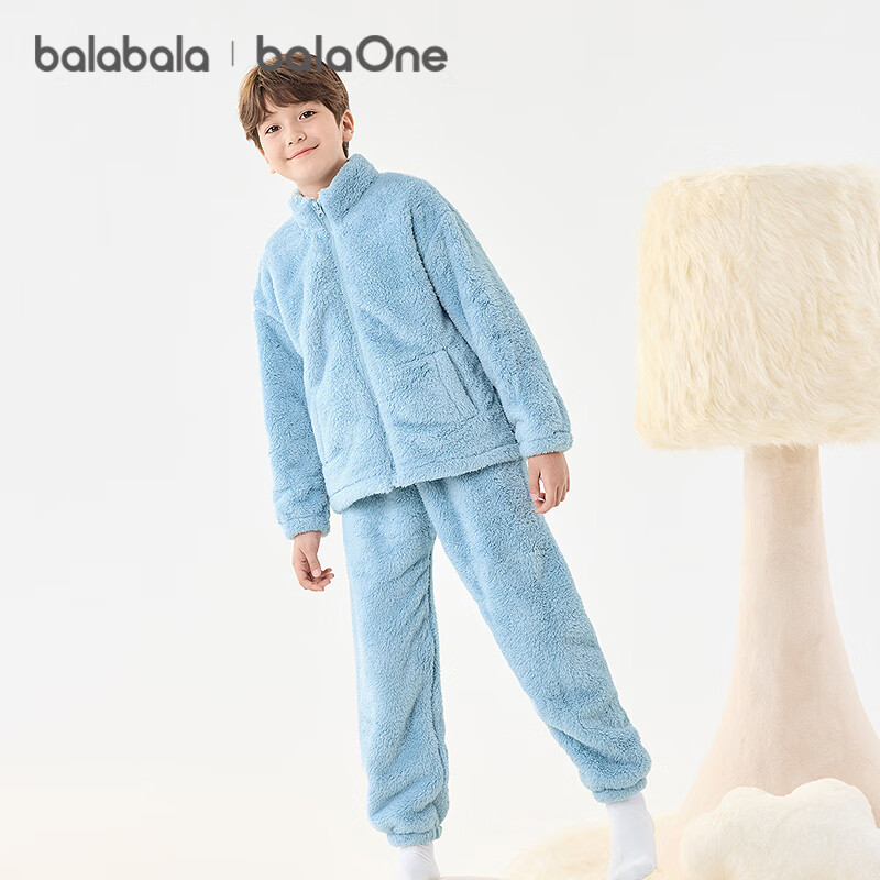 Balabala Kids Pajama Set Boys 2025 Winter New Thick Coral Fleece Girls Homewear Comfortable Trendy