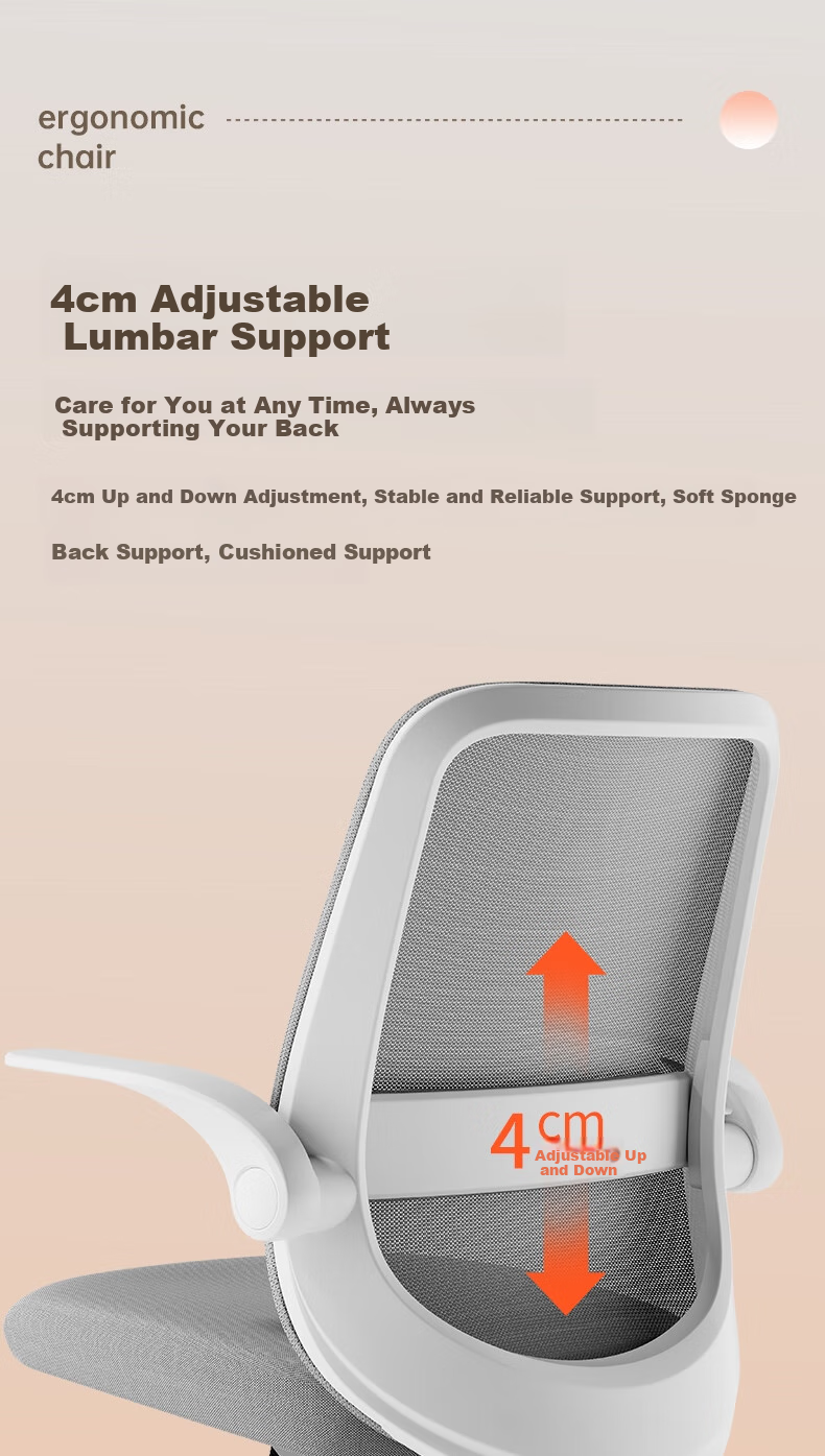 Deli 91106 Foldable Chair with Backrest And Armrests, Home Office Chair, Study Chair, Ergonomic Design, Gray 5