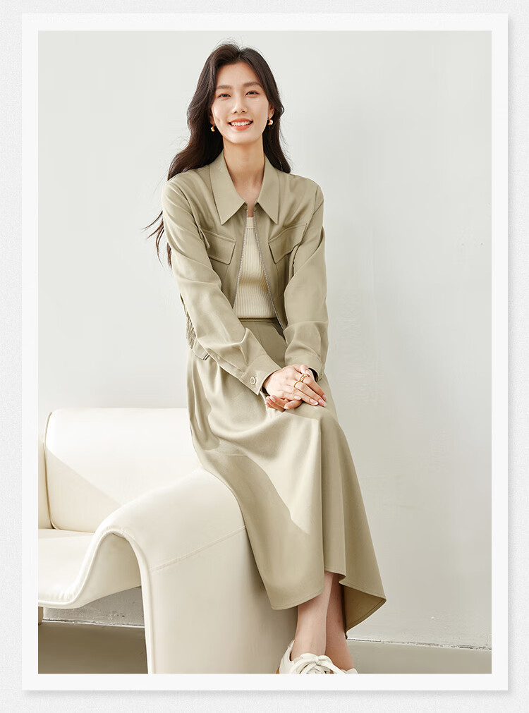 Vimly Women's Stylish Two-Piece Dress Set Spring New Elegant High-Quality Top Gray M 3