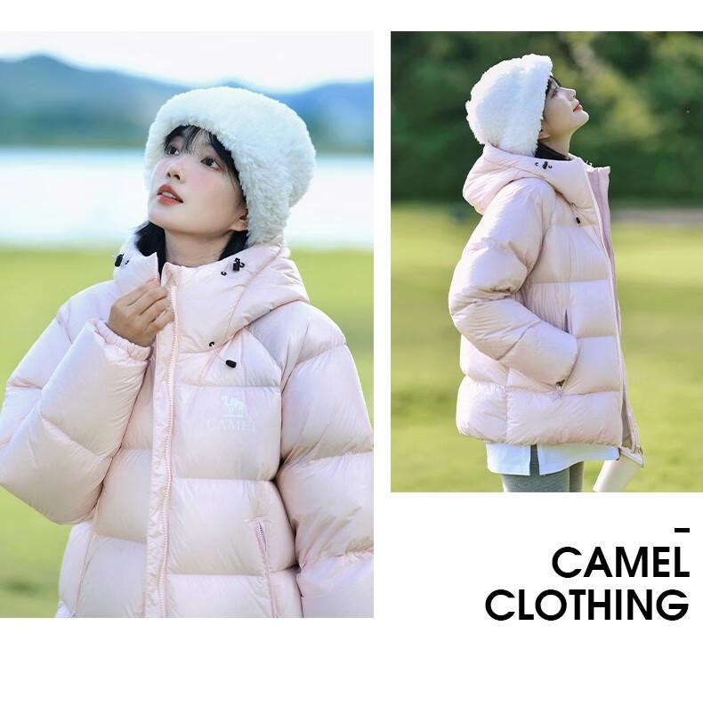 CAMEL Outdoor Long Bread Down Jacket Unisex Windproof Waterproof Heat Retention Warm Anti-Static Duck Down Coat 2