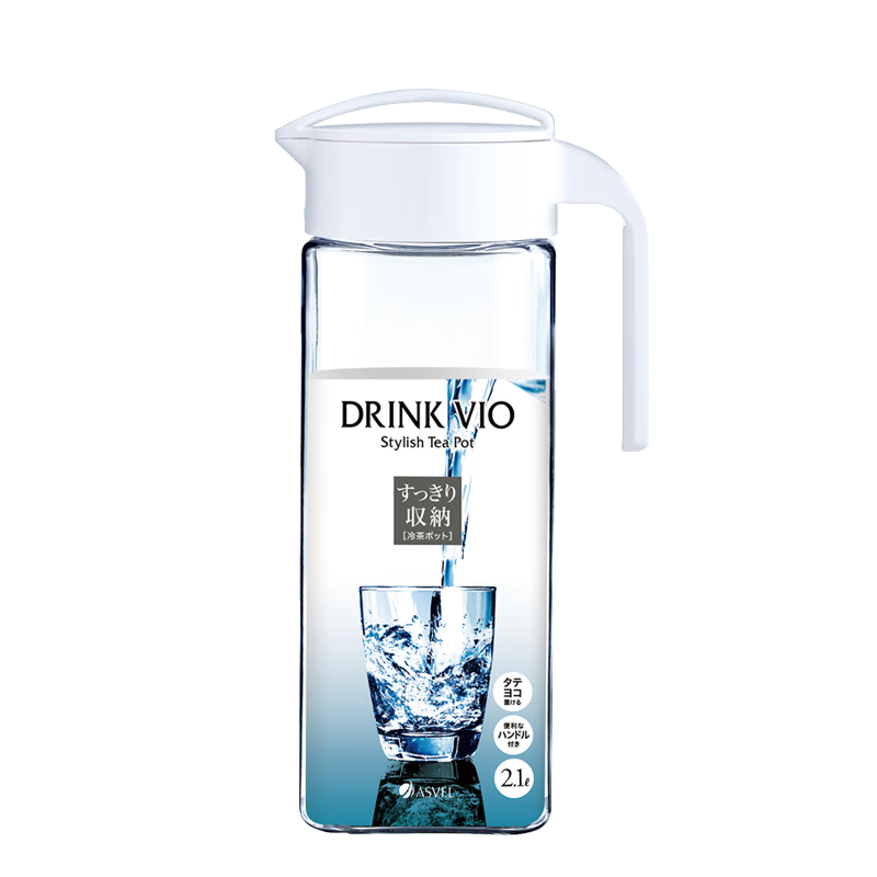 ASVEL Plastic Cold Water Pitcher Large Capacity Tea Pitcher Refrigerator Juice Pitcher Food-Grade High Temperature Resistant 2.1L