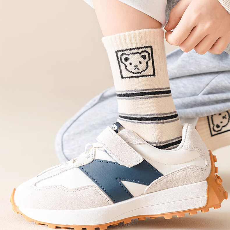 Mianqixiong Children's Socks Boys Spring and Autumn Cotton Girls Mid-Calf Autumn Winter Sports Cotton Socks - EW117-3-5 7