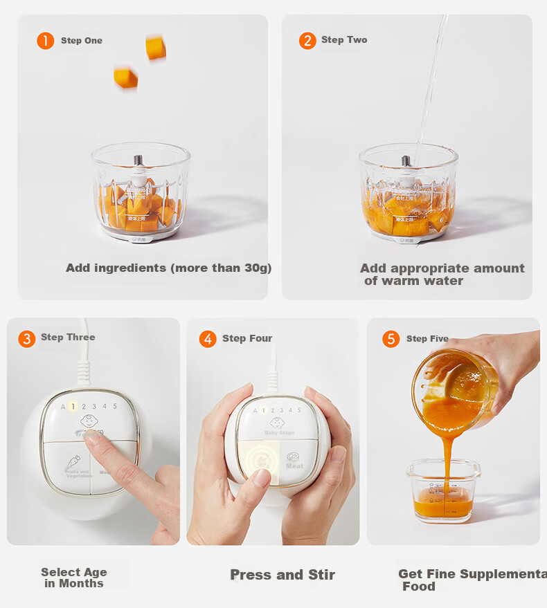 SUPOR Baby Food Processor, Puree Maker for Different Age Groups, Baby Food Preparation Machine, Baby Food Tool with 8 Blades And Single Cup, Single Blade, FB16A 28