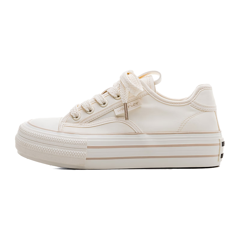 Huili Official Women's Canvas Shoes, Flat Comfortable Classic Sneakers, Casual Shoes WXYH726T, Beige, Size 35
