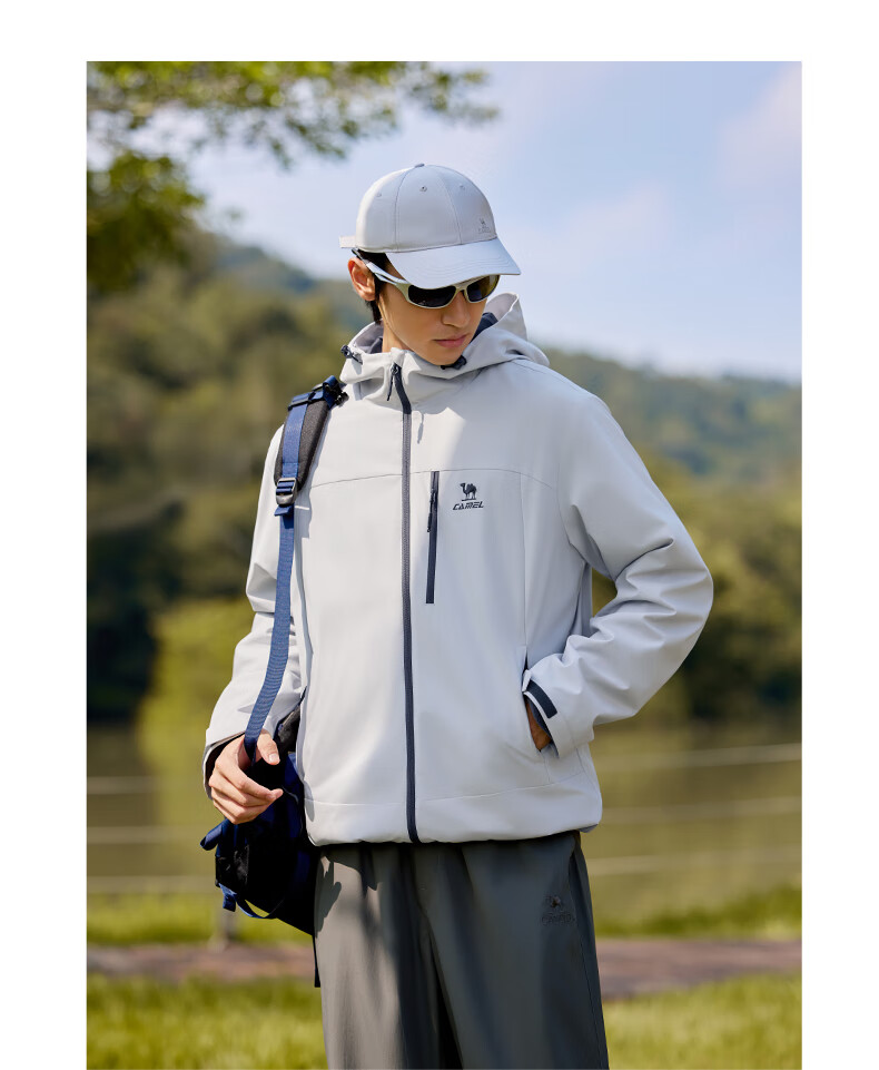 CAMEL Men's Outdoor Windproof Water-Repellent Fleece-Lined Hiking Jacket C15CAYL6023 Sun Orange M 8