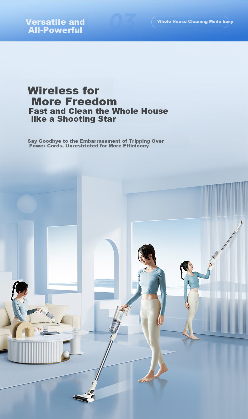 Midea Cordless Vacuum Cleaner, Household Pet Handheld Vacuum, Powerful Suction, Lightweight, Car-Mounted, Long Battery Life, Carpet And Pet Hair Suction Device Q2 5