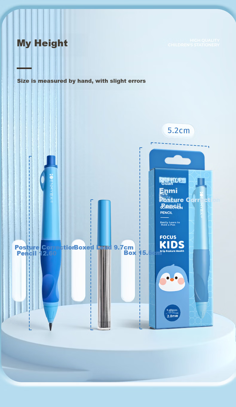 Enmi 2.0mm Ergonomic Mechanical Pencil, Smart Pink + 6 Refills, for First And Second Grade Elementary Students, Push-Button Design, High-Quality Perforated Pencils, for Kindergarten Use, HB Pencil Control Training, Back-To Essential Supplies 9