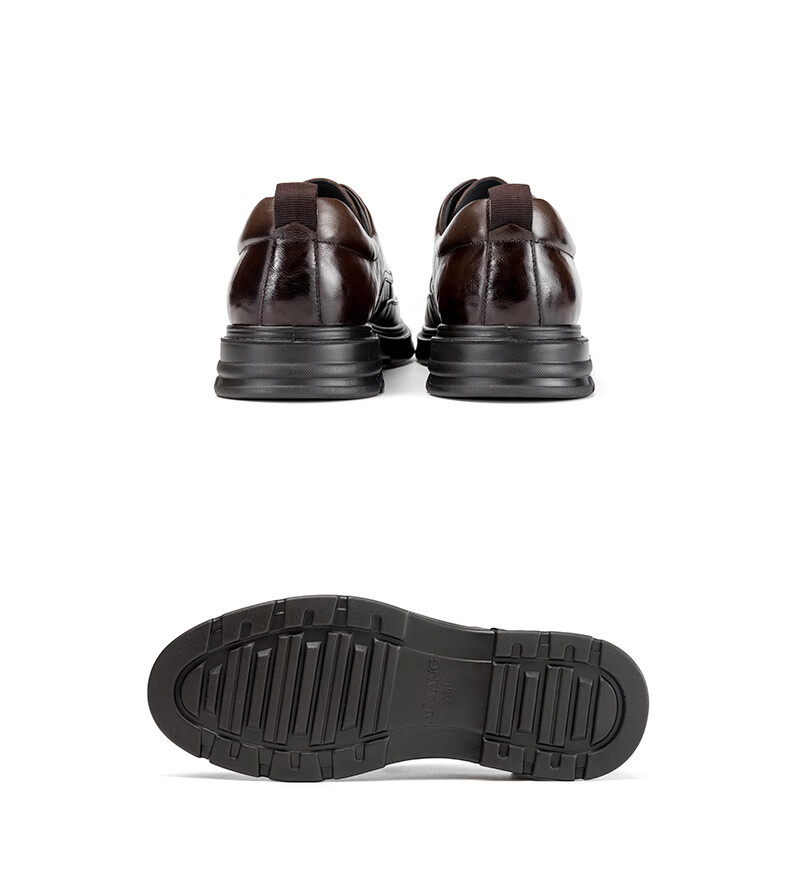 Aokang Leather Lace-Up Shoes for Men, British Style Formal Business Shoes, Black, Size 43 18