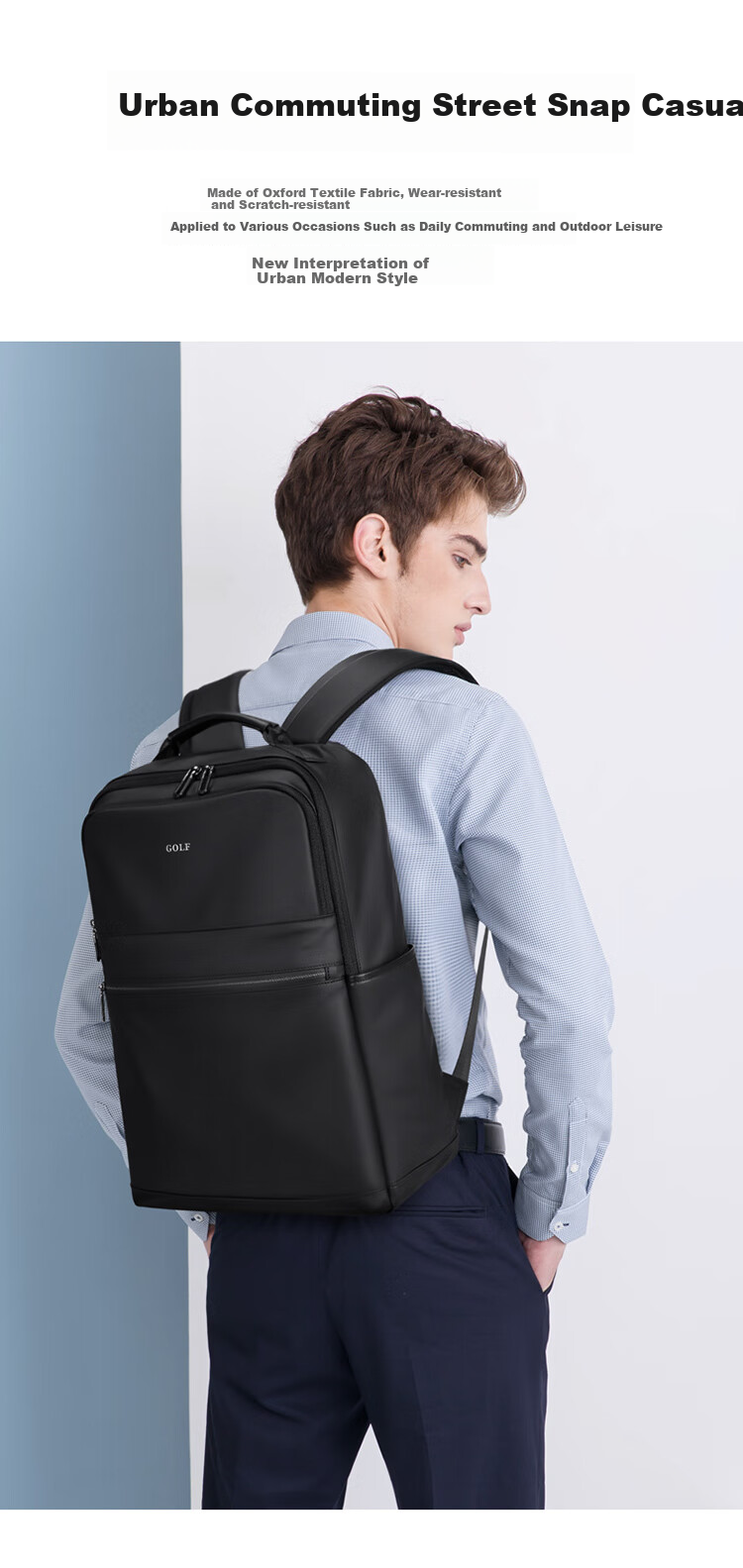GOLF Backpack for Men, Casual Double Shoulder Bag, 15.6-Inch Laptop Bag, Water-Resistant Student Backpack for Travel And Business Trips 2