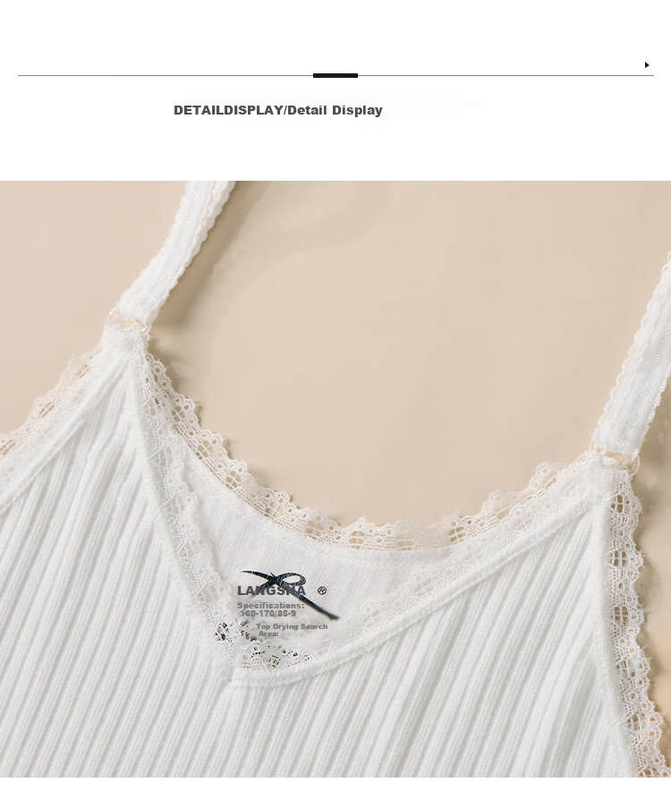 LangSha Women's Ribbed Skin-Friendly Spring Summer Camisole Lace V-Neck Trim Comfortable Base Layer Tank Top 11