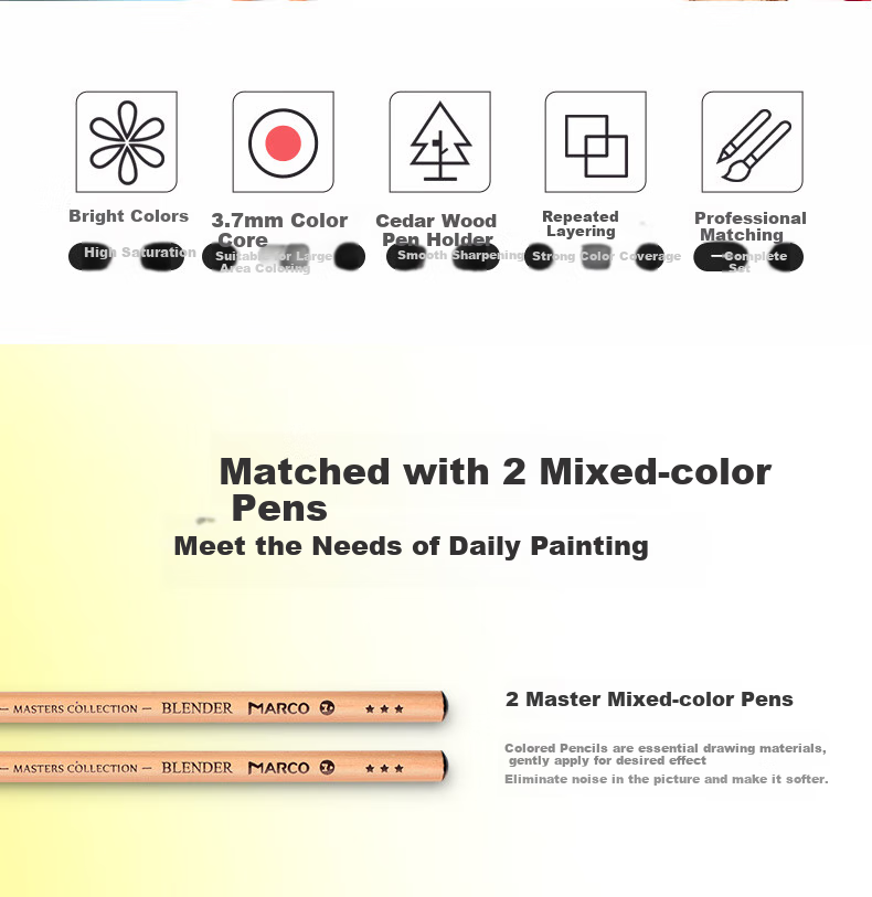 MARCO Renoah Series Oil-Based Colored Pencils Art Student Special Set for Boys And Girls, Students Colored Pencils Birthday Children Graduation Season Gift Renoah [100 Colors Oil-Based] 3
